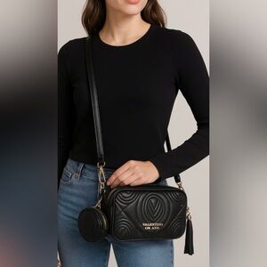 Valentino Black Quilted Crossbody with Tassel